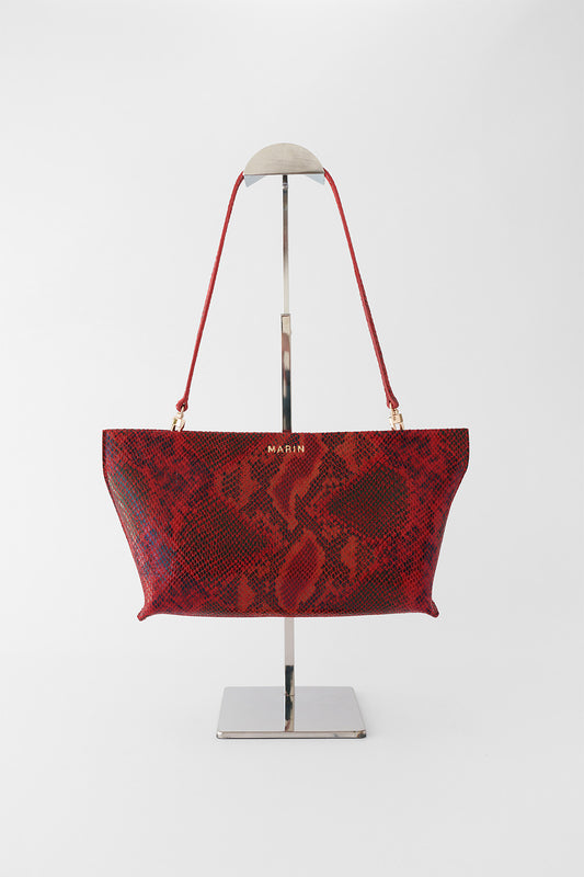 Cartera María Pitón Rojo Lisa