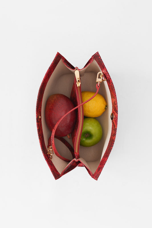 Cartera María Pitón Rojo Lisa