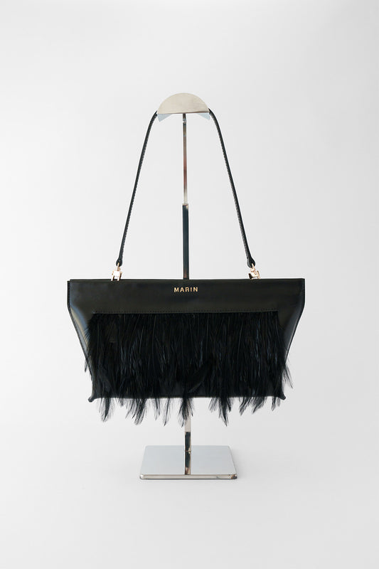 Cartera María Negra con Plumas